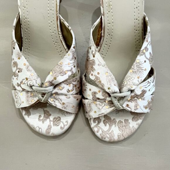 Steve Madden P-Kiss Heels Satin Floral Sparkle Slip On Sandal Open Toe 7.5 - Picture 3 of 7
